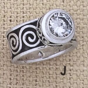 RARE Silpada Sterling Silver Bezel Set Cubic Zirconia Swirl Band Ring R1233